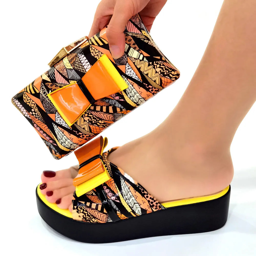 New Shoes and Bag for Party Wedding Womens Platform Heels Patent Leather Wedding Shoes for Women Bride Wedges Shoes for Women