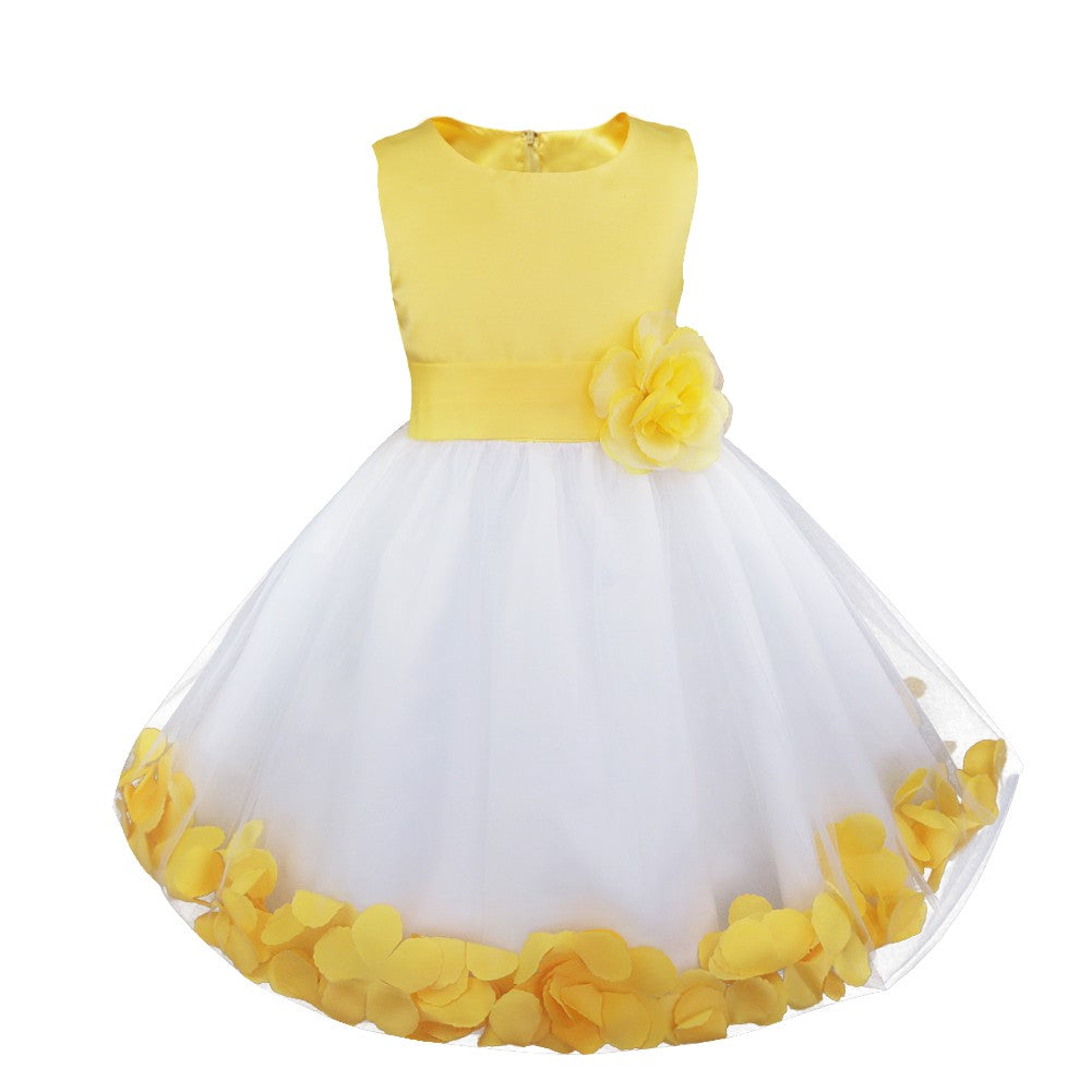 Baby Kids Girls Bowknot Flower Girl Dress Princess Birthday Party Tutu Dress Petals Wedding Pageant Bridesmaid Dresses Ball Gown