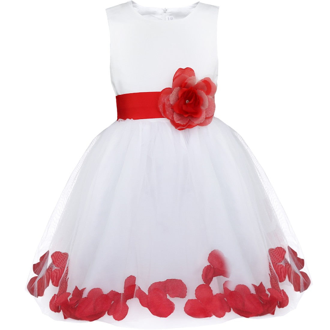 Baby Kids Girls Bowknot Flower Girl Dress Princess Birthday Party Tutu Dress Petals Wedding Pageant Bridesmaid Dresses Ball Gown