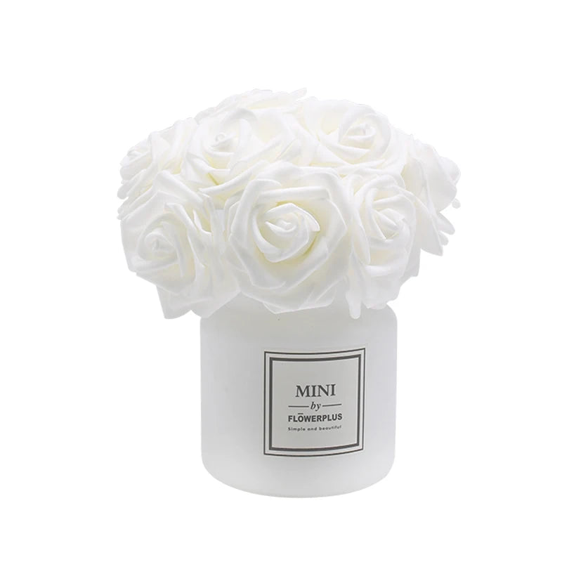 24Pcs/lot Artificial Rose Bouquet Decorative Foam Rose Flowers Bride Bouquets for Wedding Home Party Decoration Wedding Supplies