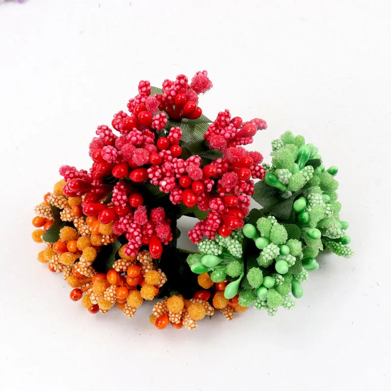 12pcs pearl Berry Artificial Stamen Flower For Wedding Home Decoration Pistil DIY wreath Scrapbooking Craft Fake Flowers