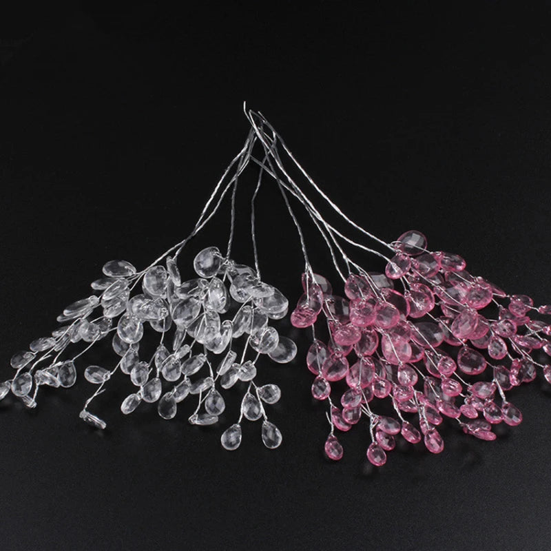 20Pcs Acrylic Flower Branch Artificial Flower Bouquet Crystal Flowers Colorful String Wedding Party Home Craft Decoration Crafts