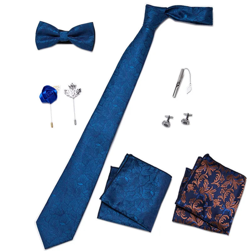 Men's Tie Set Luxury Gift Box Silk Tie Necktie Set 8pcs Inside Packing Festive Present Cravat Pocket Squares Holiday Gift Men