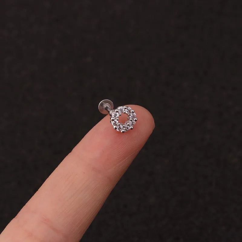 1PC16G Stainless Steel Ear Labret Lip Helix Screw Back Earring Stud Heart Cross Moon Tragus Rook Conch Lip Piercing Jewelry