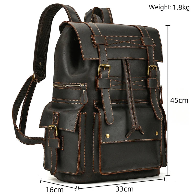 2025 New Arrivals Leather Backpack For Men Male Genuine Leather Laptop Travel Backpack 17 Inch Daypack Shoold Bag Men Male Large