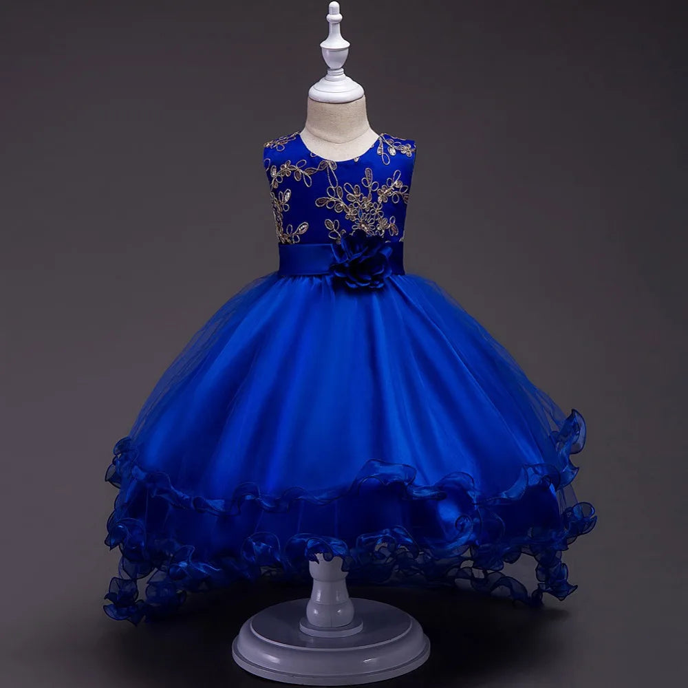 Baby Girls Princess Lace Flower Wedding Christmas Party Tutu Dress Children Kids Elegant Vestidos for 4-15Years Teenager Wear