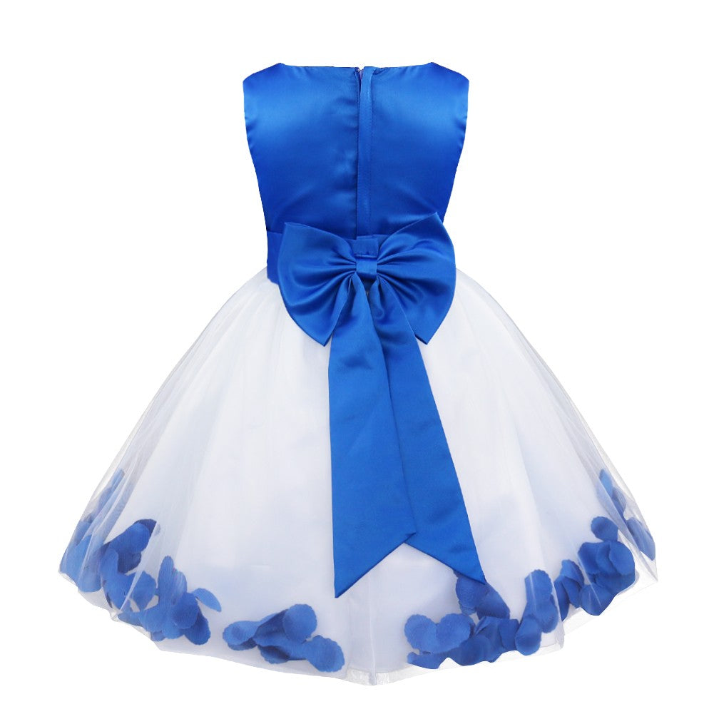 Baby Kids Girls Bowknot Flower Girl Dress Princess Birthday Party Tutu Dress Petals Wedding Pageant Bridesmaid Dresses Ball Gown