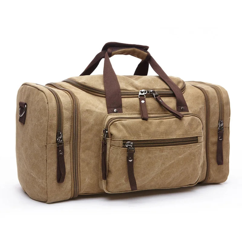 Travel Handbag for Men Hand Luggage Bags Canvas Travel Duffle Bag Weekend Shoulder Bagpack Multifunctional Lightweight Handbags