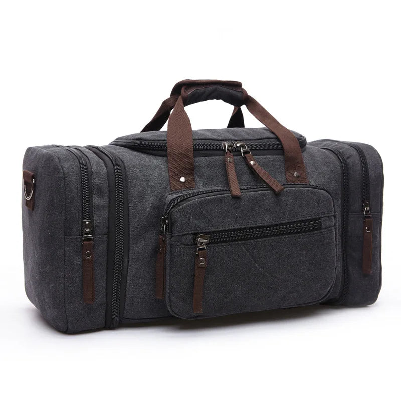 Travel Handbag for Men Hand Luggage Bags Canvas Travel Duffle Bag Weekend Shoulder Bagpack Multifunctional Lightweight Handbags