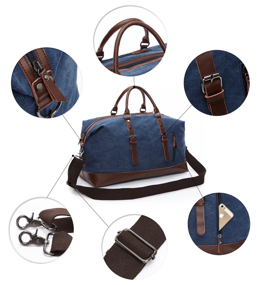 MARKROYAL Canvas Leather Men Travel Bags Carry On Luggage Bag Men Duffel Bag Handbag Travel Tote Large Weekend Bag Dropshipping