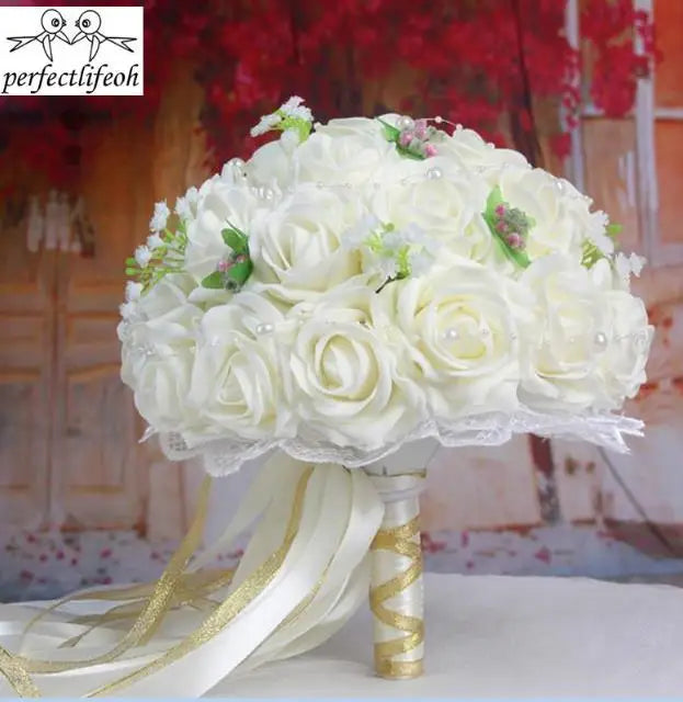 2023 Wedding Bouquets Handmade Bridal Flower Wedding Party Gifts Wedding Accessories Flowers Pears beaded with Ribbon