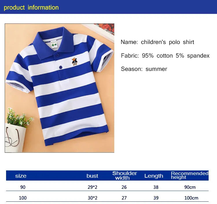boys shirt shirt Children's wear boy's short sleeve T-shirt pure cotton summer children's T-shirt lapel sleeve Boys