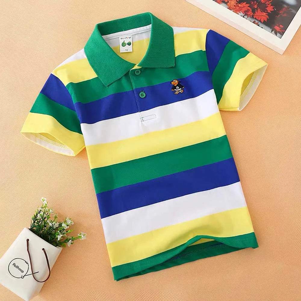 boys shirt shirt Children's wear boy's short sleeve T-shirt pure cotton summer children's T-shirt lapel sleeve Boys