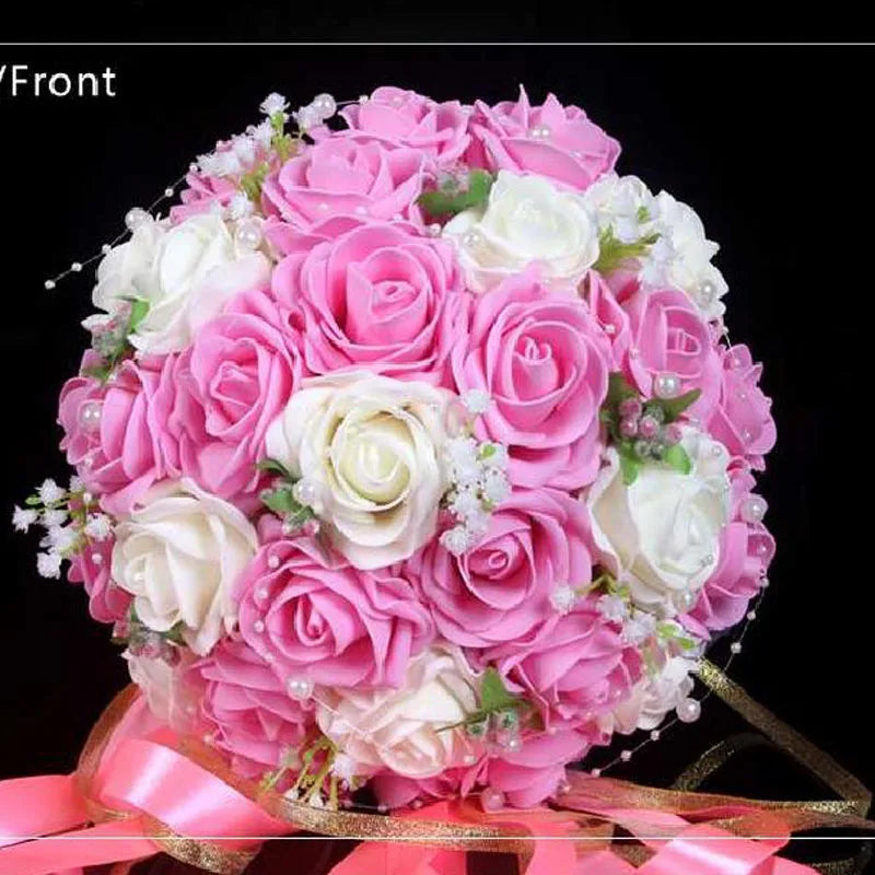 Perfectlifeoh Burgundy Wedding Bouquet Pink/Red/White/Royal Blue Bridal Bridesmaid Artificial Flower Rose Bride