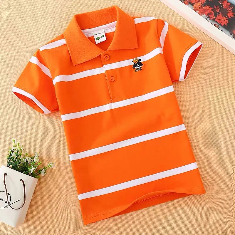 boys shirt shirt Children's wear boy's short sleeve T-shirt pure cotton summer children's T-shirt lapel sleeve Boys