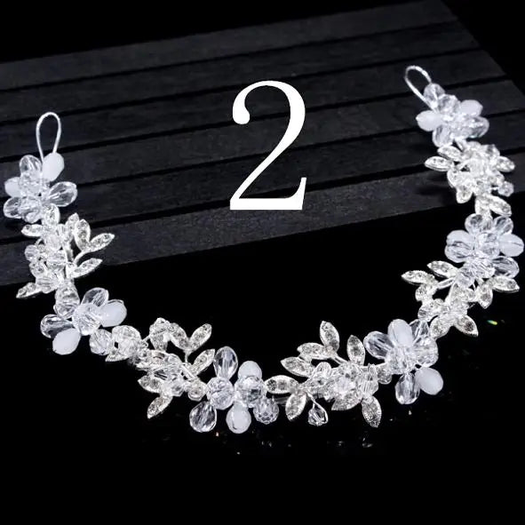 Bridal Bridesmaid Flower Girls Diamante Crystal Pearl Headband Rhinestone Wedding Prom Tiara Women Hair Accessories