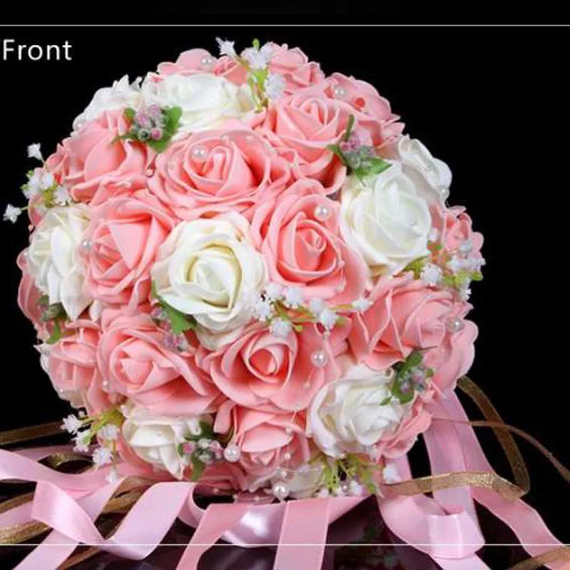Perfectlifeoh Burgundy Wedding Bouquet Pink/Red/White/Royal Blue Bridal Bridesmaid Artificial Flower Rose Bride