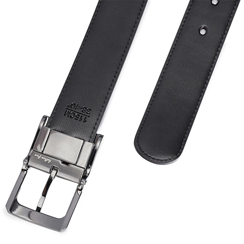 1Pcs Men's Genuine Leather Reversible Belt Rotated Buckle Two In One Big And Tall