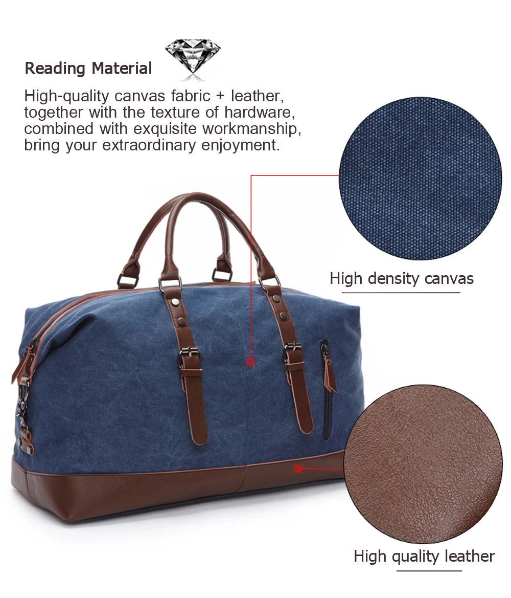 MARKROYAL Canvas Leather Men Travel Bags Carry On Luggage Bag Men Duffel Bag Handbag Travel Tote Large Weekend Bag Dropshipping