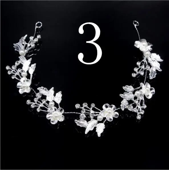 Bridal Bridesmaid Flower Girls Diamante Crystal Pearl Headband Rhinestone Wedding Prom Tiara Women Hair Accessories