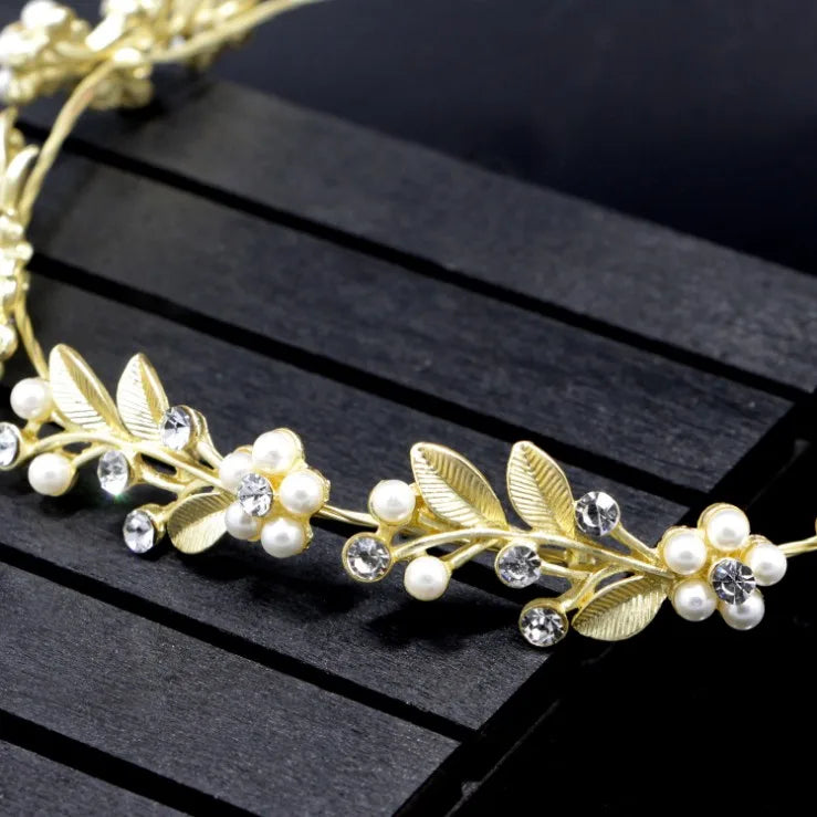 Bridal Bridesmaid Flower Girls Diamante Crystal Pearl Headband Rhinestone Wedding Prom Tiara Women Hair Accessories