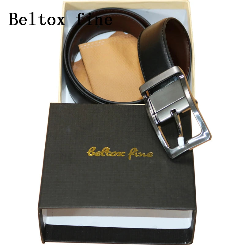 1Pcs Men's Genuine Leather Reversible Belt Rotated Buckle Two In One Big And Tall