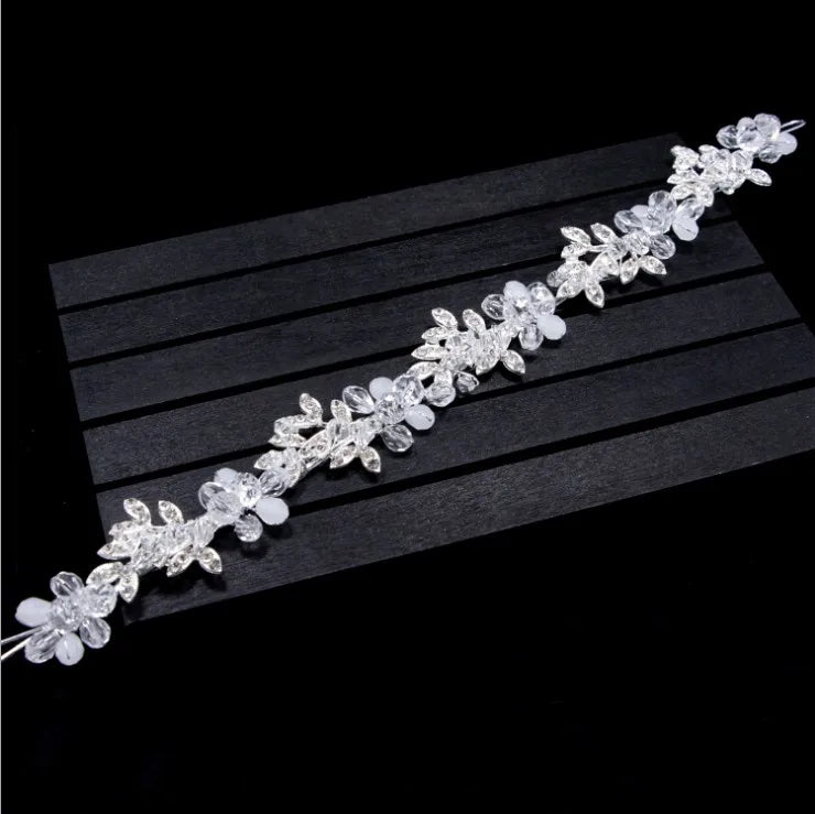 Bridal Bridesmaid Flower Girls Diamante Crystal Pearl Headband Rhinestone Wedding Prom Tiara Women Hair Accessories