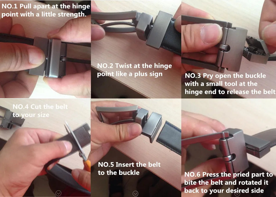 1Pcs Men's Genuine Leather Reversible Belt Rotated Buckle Two In One Big And Tall