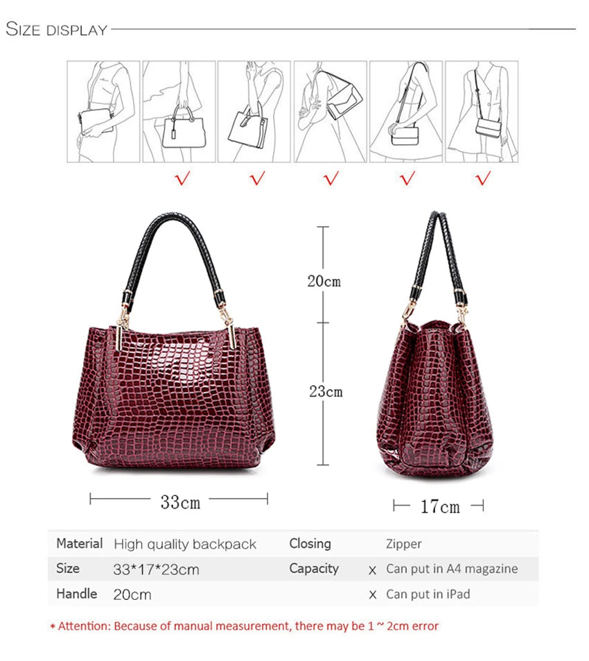Womens Hand bags Designers Luxury Alligator Handbags Women Shoulder Bags Female Top-handle Bags Sac a Main Fashion Brand Handbag
