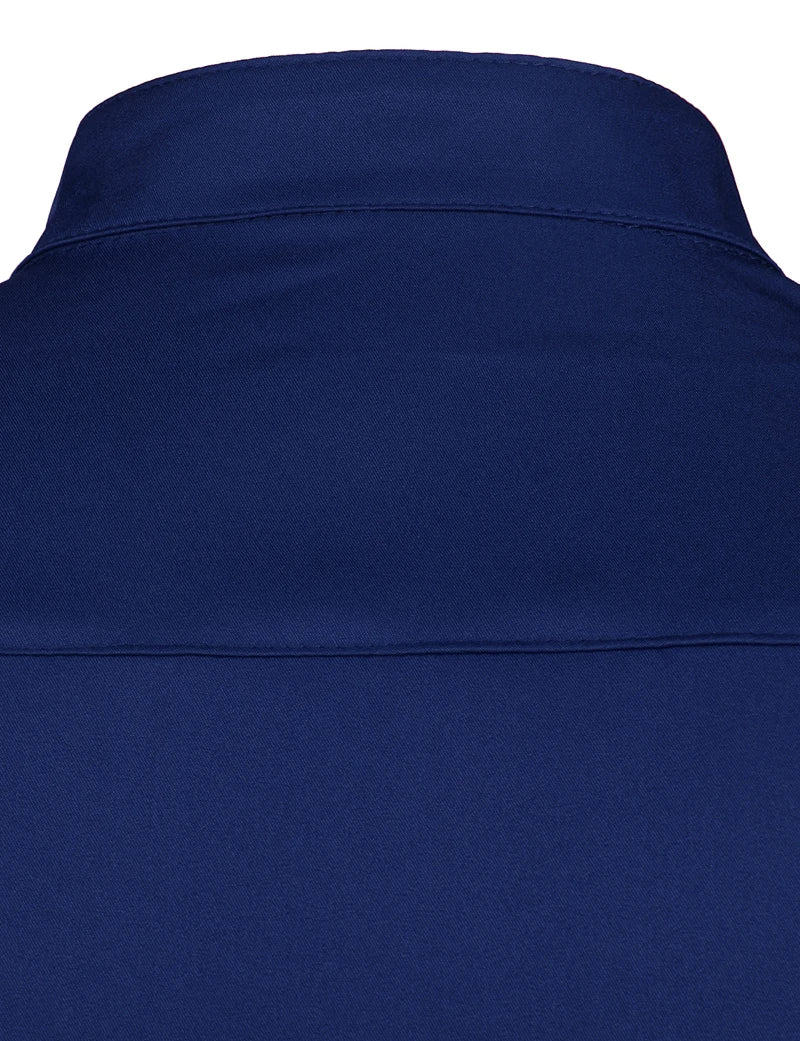 Men's Royal Blue Dress Shirts 2022 Brand Banded Mandarin Collar Shirt Male Long Sleeve Casual Button Down Shirt with Pocket 2XL