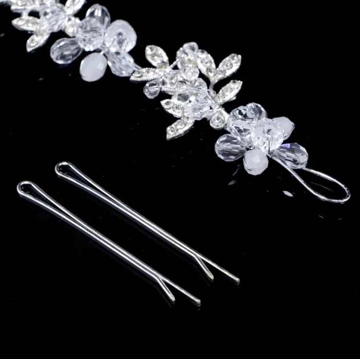 Bridal Bridesmaid Flower Girls Diamante Crystal Pearl Headband Rhinestone Wedding Prom Tiara Women Hair Accessories