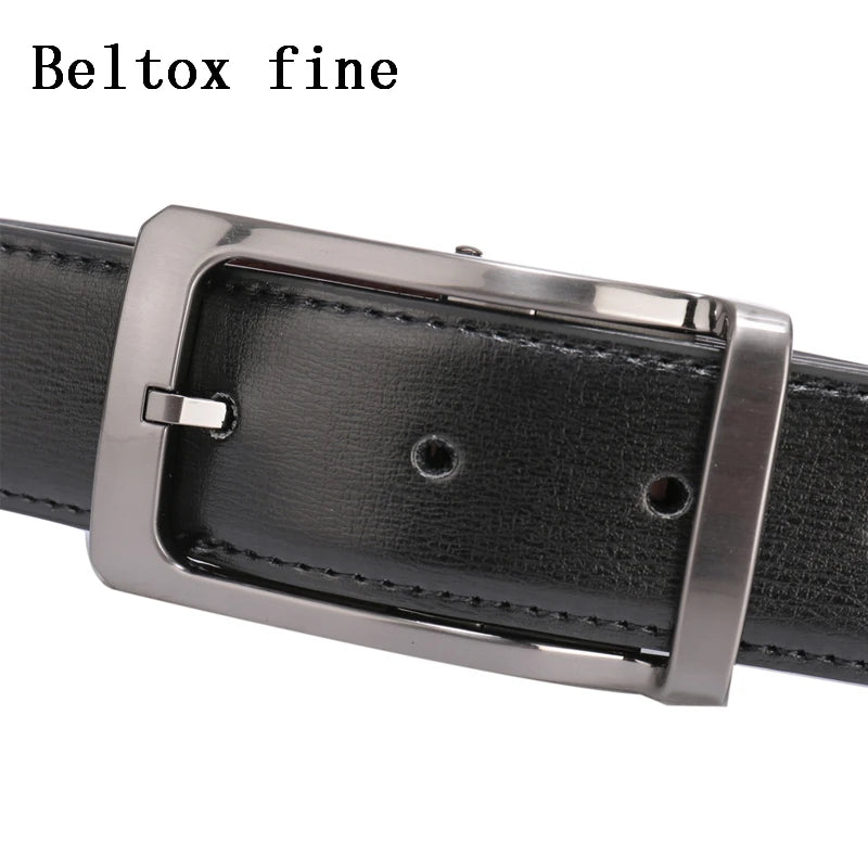 1Pcs Men's Genuine Leather Reversible Belt Rotated Buckle Two In One Big And Tall