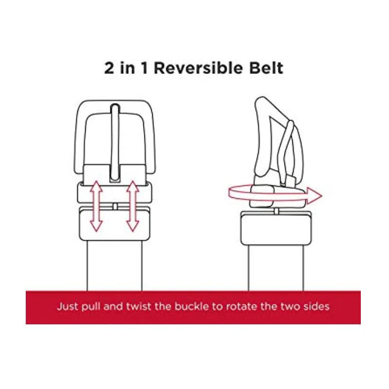 1Pcs Men's Genuine Leather Reversible Belt Rotated Buckle Two In One Big And Tall