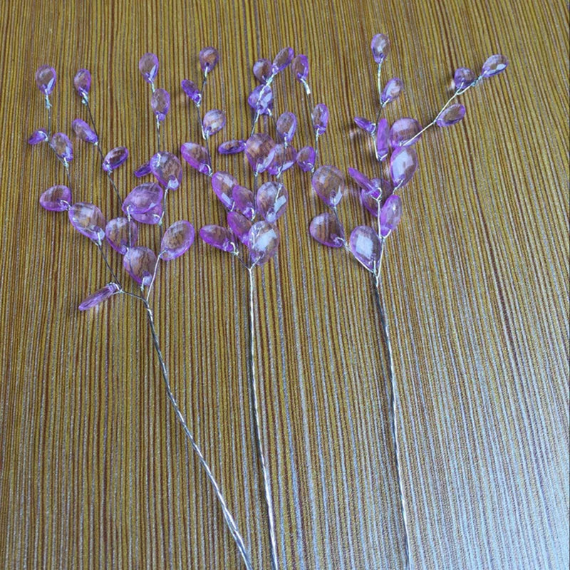 20Pcs Acrylic Flower Branch Artificial Flower Bouquet Crystal Flowers Colorful String Wedding Party Home Craft Decoration Crafts