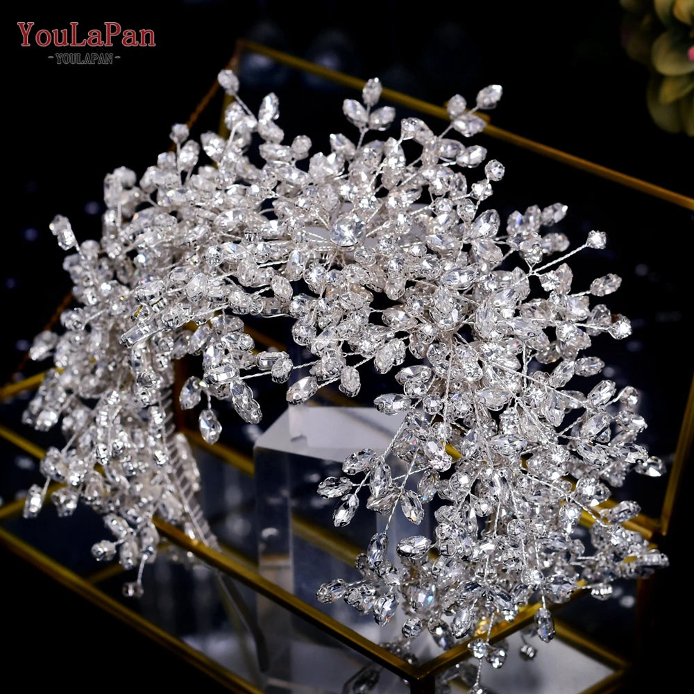 YouLaPan HP420 Wedding Accessories Bridal Headpieces Luxurious Banquet Jewelry Headdresses Bride Tiara and Crown Flower Headband