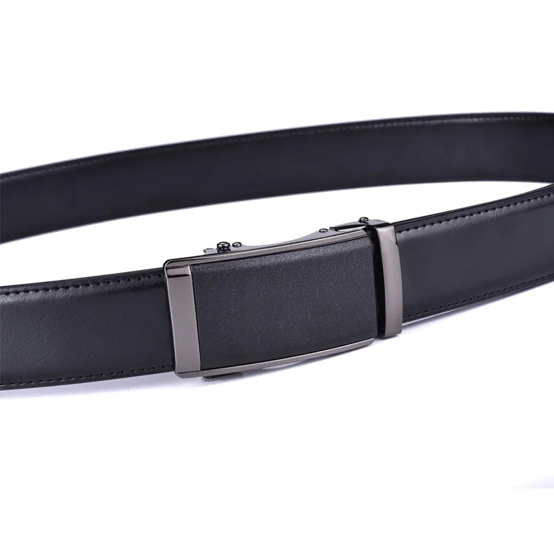 Men’s Genuine Leather Ratchet Dress Belt with Automatic Sliding Buckle Plus Size
