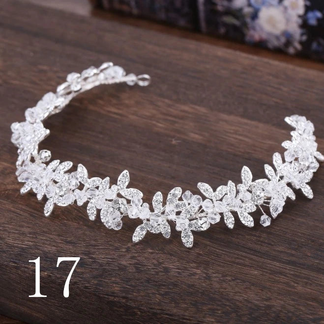 Bridal Bridesmaid Flower Girls Diamante Crystal Pearl Headband Rhinestone Wedding Prom Tiara Women Hair Accessories
