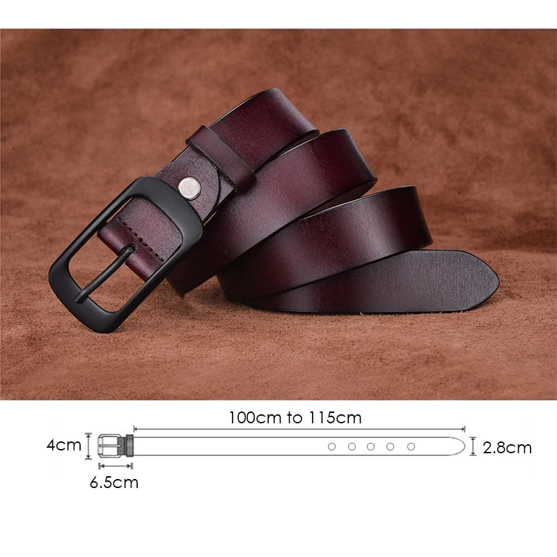 VATLTY Stylish Leather Belt for Women Matte Alloy Buckle Natural Cowhide 2.8cm Ladies Belt Jeans Brown Trousers Belt Female