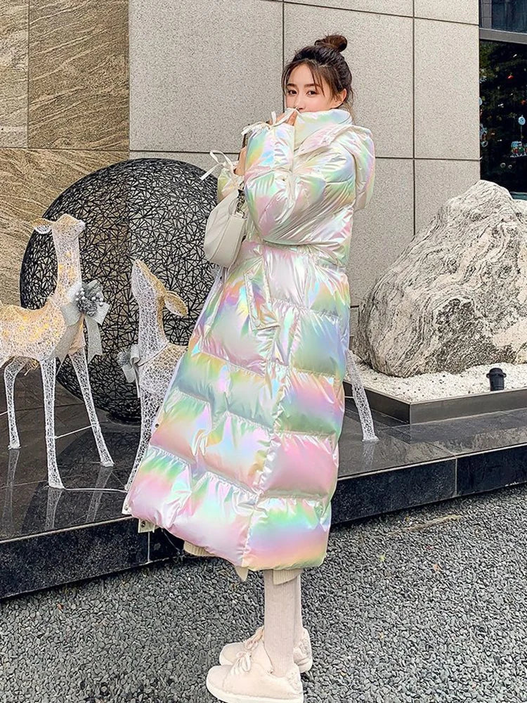 2025 Female Winter Waterproof Long Parkas Cotton Padded Jacket Women Hooded Thick Warm Snow Coat Fashion Oversized Outerwear