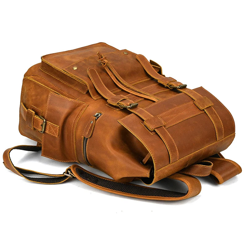 2025 New Arrivals Leather Backpack For Men Male Genuine Leather Laptop Travel Backpack 17 Inch Daypack Shoold Bag Men Male Large