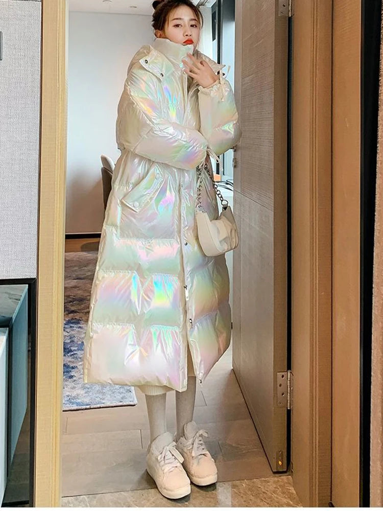 2025 Female Winter Waterproof Long Parkas Cotton Padded Jacket Women Hooded Thick Warm Snow Coat Fashion Oversized Outerwear