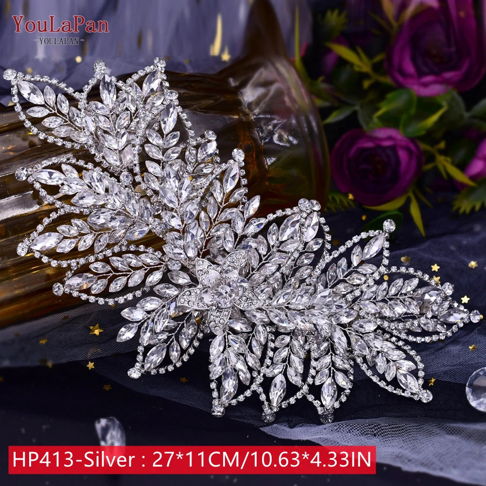 YouLaPan Golden Wedding Crystal Headband Hair Accessories Woman Wedding Hair Jewelry Rhinestone Bridal Tiara and Headdress HP240