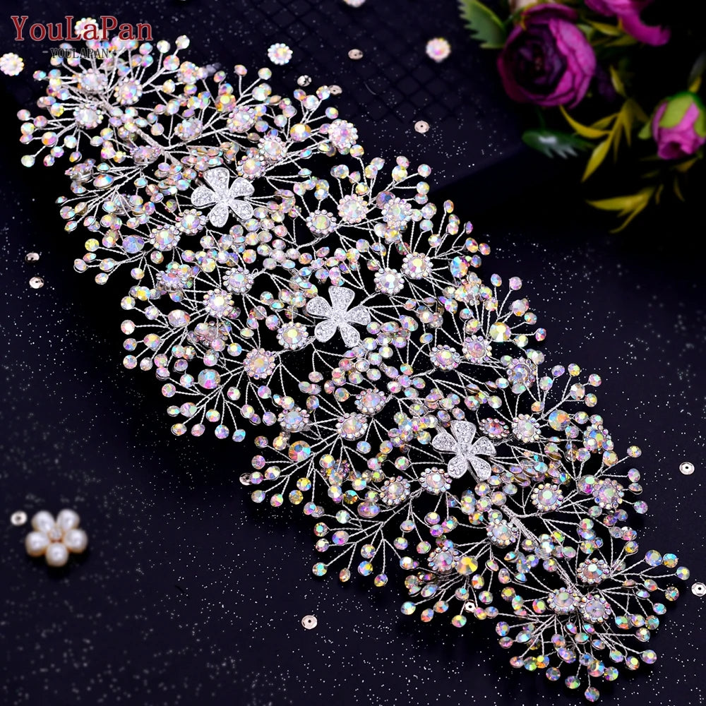 YouLaPan HP420 Wedding Accessories Bridal Headpieces Luxurious Banquet Jewelry Headdresses Bride Tiara and Crown Flower Headband