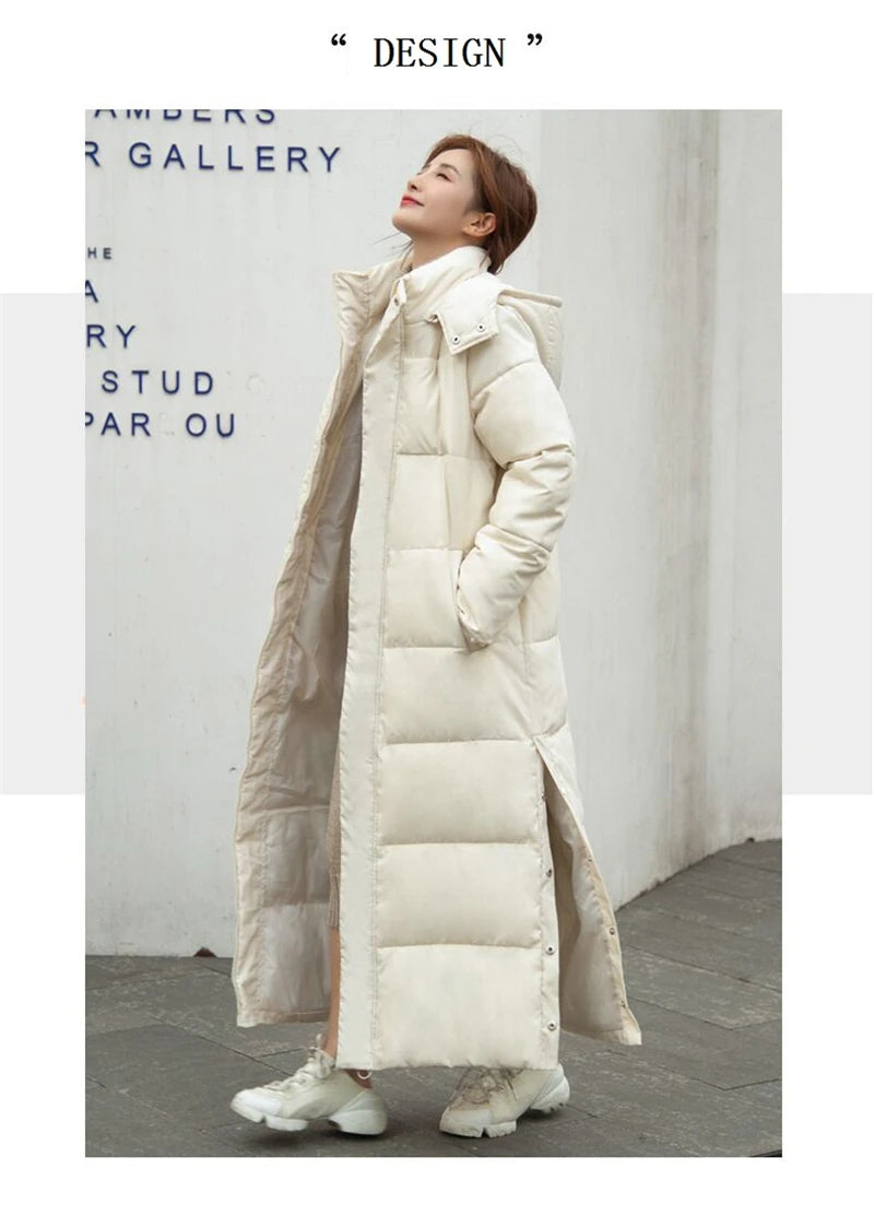 Winter Women Jackets Extra long Parkas Hooded Cotton Padded Female Coat High Quality Warm Outwear Womens Parka Winter Coats
