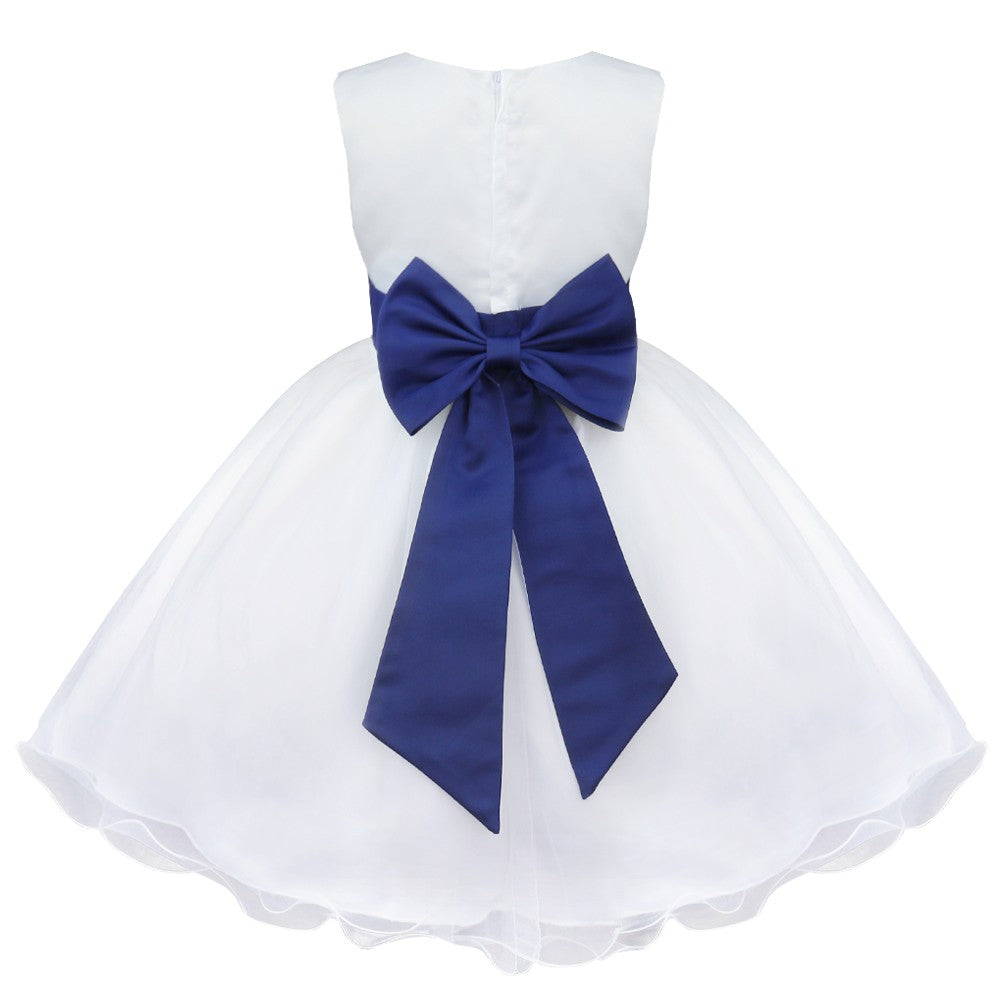 Kids Girls Wedding Pageant Dress White Bridesmaid Dresses Formal Party Princess Vestidos Cute Big Bowknot Sash Flower Girl Dress