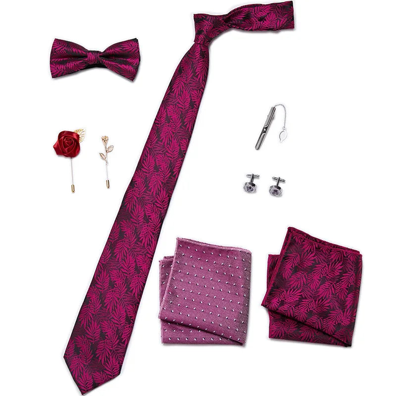 Men's Tie Set Luxury Gift Box Silk Tie Necktie Set 8pcs Inside Packing Festive Present Cravat Pocket Squares Holiday Gift Men