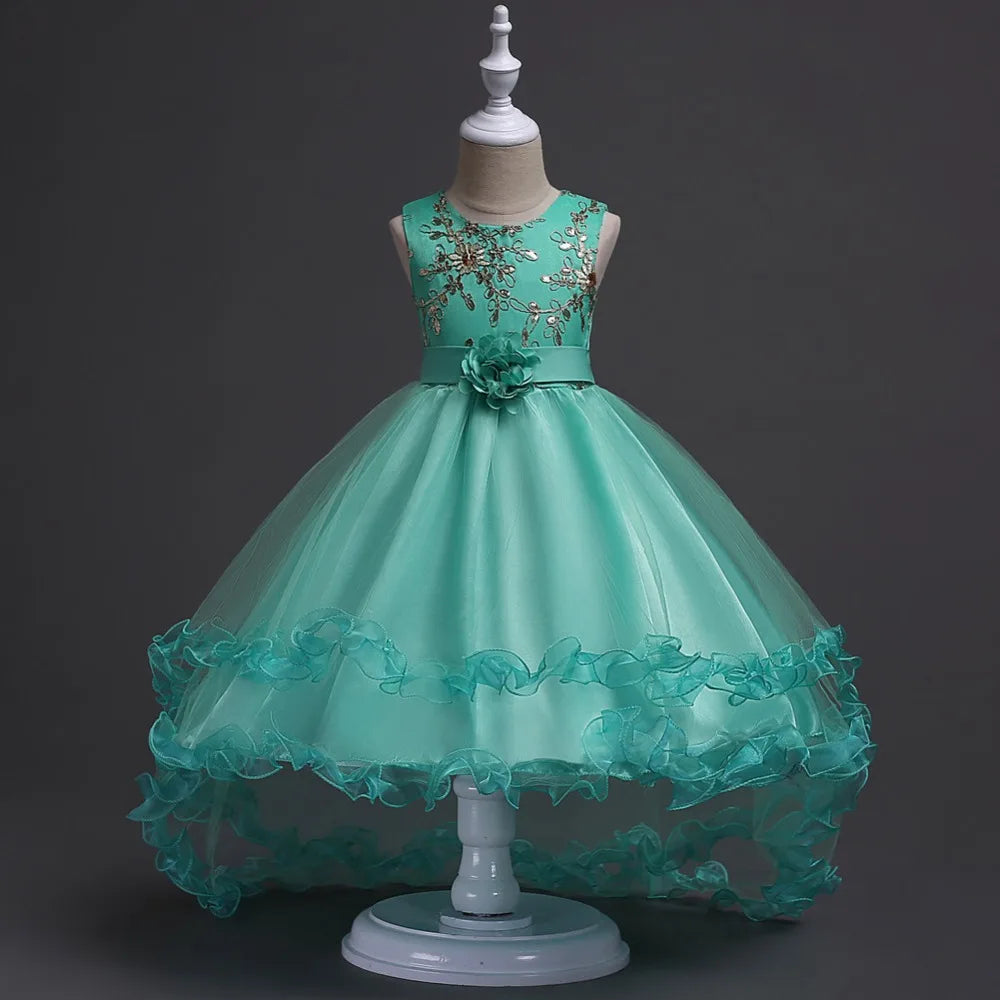 Baby Girls Princess Lace Flower Wedding Christmas Party Tutu Dress Children Kids Elegant Vestidos for 4-15Years Teenager Wear