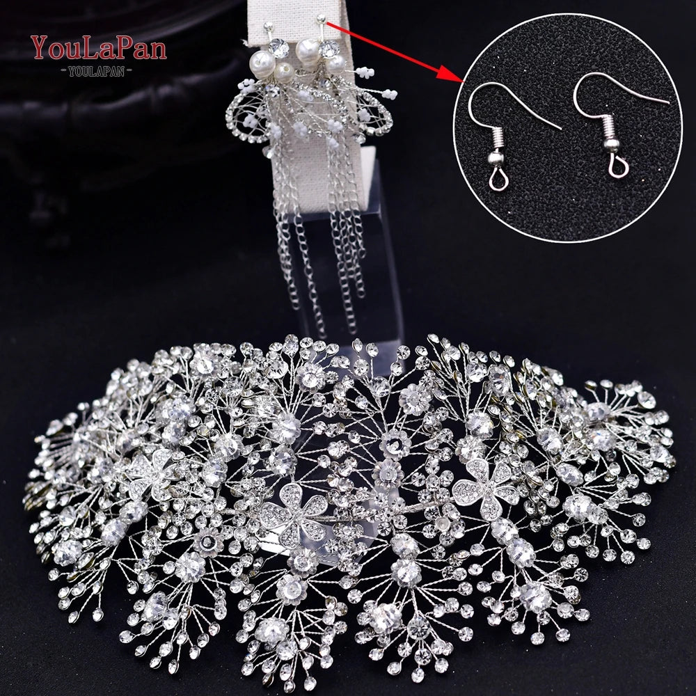 YouLaPan Golden Wedding Crystal Headband Hair Accessories Woman Wedding Hair Jewelry Rhinestone Bridal Tiara and Headdress HP240