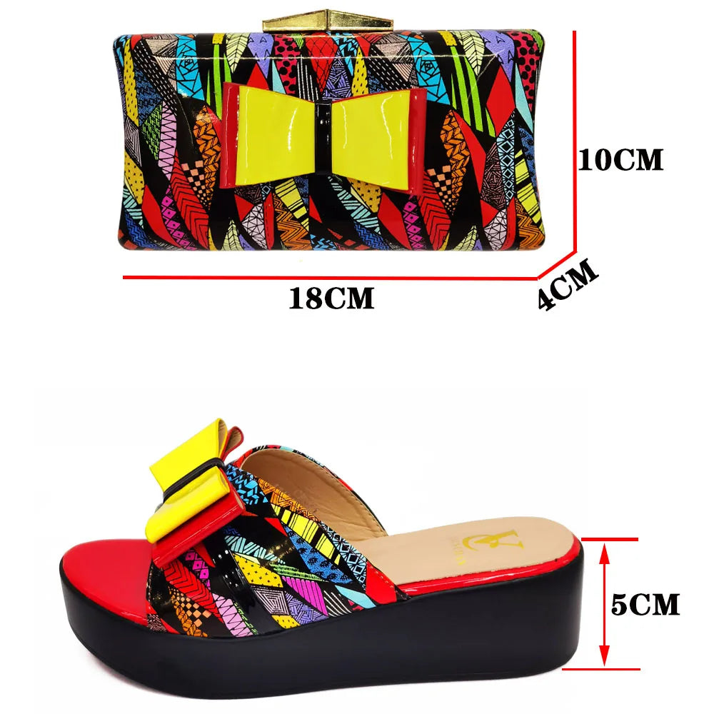 New Shoes and Bag for Party Wedding Womens Platform Heels Patent Leather Wedding Shoes for Women Bride Wedges Shoes for Women