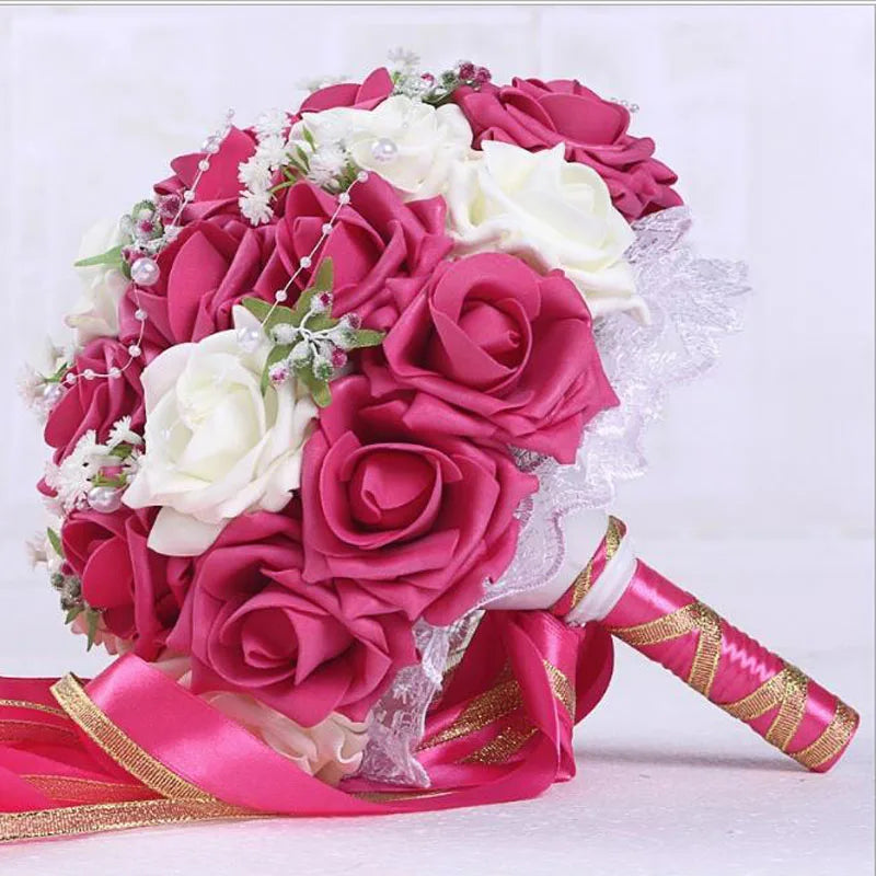 2023 Wedding Bouquets Handmade Bridal Flower Wedding Party Gifts Wedding Accessories Flowers Pears beaded with Ribbon